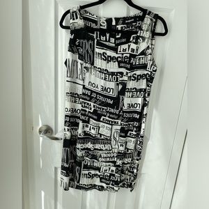 Desigual Black and White Newspaper Letter Dress Size XL